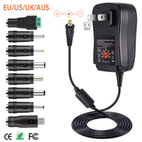 30W US/UK/AU/EU uniwersalny zasilacz 3V 4.5V 5V 6V 7.5V 9V 12V AC ładowarka DC konwerter + 5V 2.1A Port USB z 8 sztuk jack 1